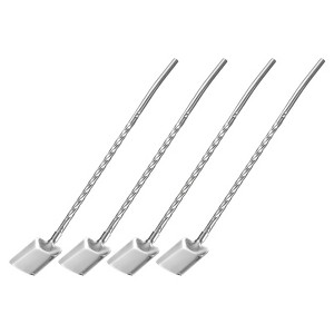 Unique Bargains Stainless Steel Reusable Long Handle Shovel Shaped Spoon Straws 4 Pcs - 1 of 4