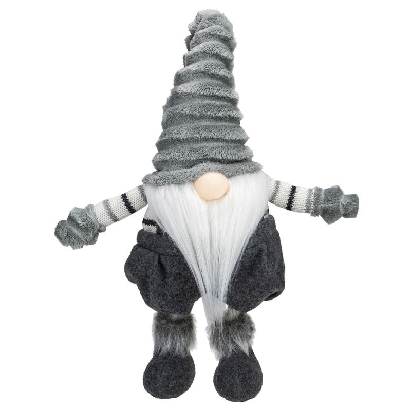 Northlight 18" Gray and White Bouncy Gnome Tabletop Figure Christmas Decoration, 1 of 5