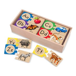 Melissa & Doug Self-Correcting Alphabet Wooden Puzzles With Storage Box 26pc - 1 of 4