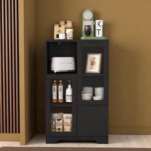 Mshliw MDF Painted Cabinet with Glass Doors & Drawer, Adjustable Shelves, Modern Storage Sideboard for Bedroom, Living Room, Entryway - 1 of 4