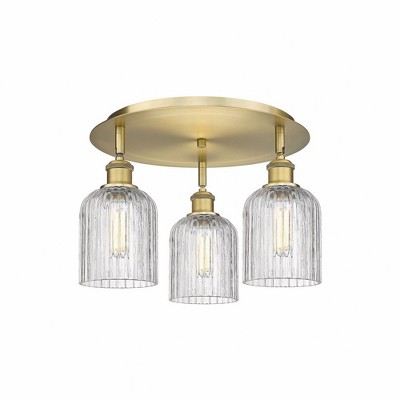 Bridal Veil - 3 Light Flush Mount In Art Deco Style-10 Inches Tall and 16.75 Inches Wide