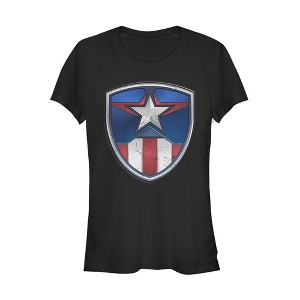 Juniors Womens Marvel Captain America Armor Suit T-Shirt - 1 of 3