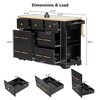 LOVSON Mobile kitchen island with 6 drawers, pull-out trash bin, 5 wheels, folding countertop, power outlet, suitable for restaurants ,kitchens, black - 3 of 4