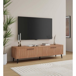 Sapphtopaz Fluted TV Stand for TVs Up to 75" with Storage Drawers Entertainment Center with Metal Handle & Splayed Leg TV Stand for Living Room - 1 of 4
