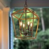 DORESshop 8 in. 4-Light Wood Grian/GrayGeometric Open Cage Pendant Light, Chandelier for Dining Room, House Foyer - 2 of 4
