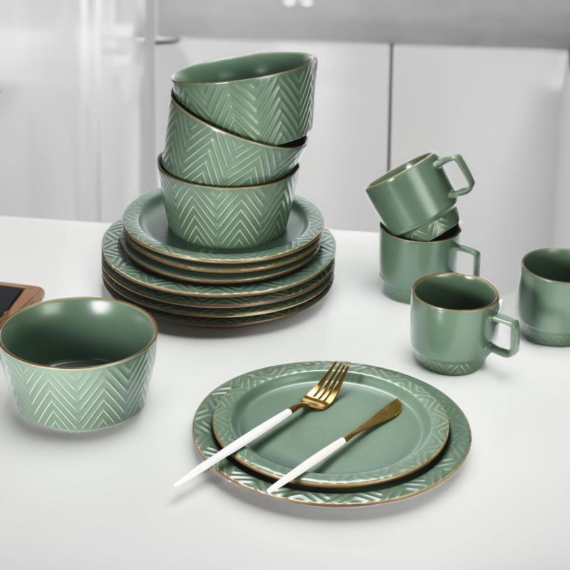 Bruntmor Complete Dish Set for Dining & Serving - 16 Pieces - Green, 3 of 4