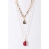 Slickblue Women's Necklace, Gold Double Chain with Shell, Red Stone, and Pearl Pendants, Layered Beach Style, 15.5"-23" - 2 of 4