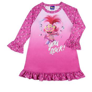 Dreamworks Trolls Toddler Girls' Poppy Rock Sleep Pajama Dress Nightgown Pink