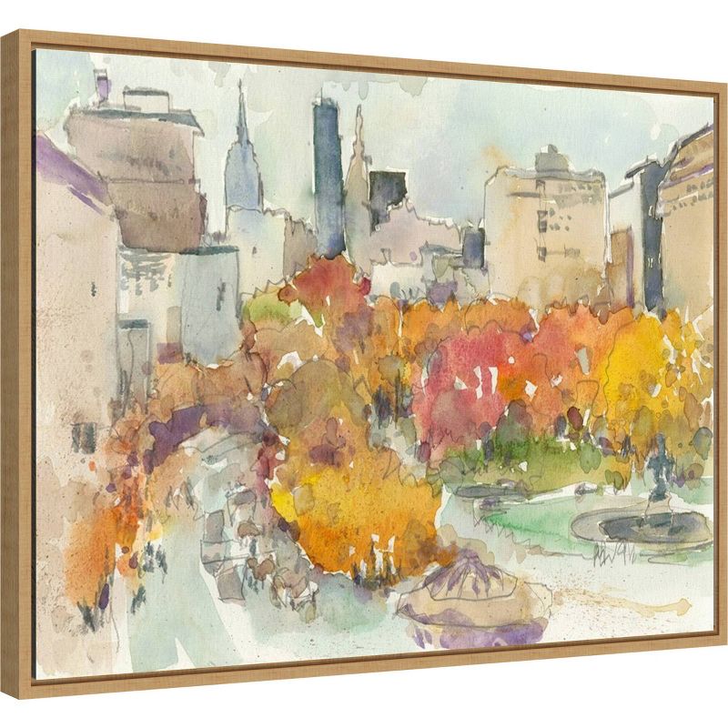 24&#34; x 18&#34; Autumn in New York Study III by Samuel Dixon Framed Canvas Wall Art - Amanti Art, 3 of 9
