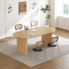 PexFix 67" x 33.5" Dining Table Wood Oval Kitchen Table with Scratch-Resistant Top & Striped Legs Modern Farmhouse for Living Room Kitchen Natural - 2 of 4