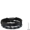Steeltime Men's black leather/black ip stainless steel and hematite/lava beaded 2pc set bracelets - 3 of 4