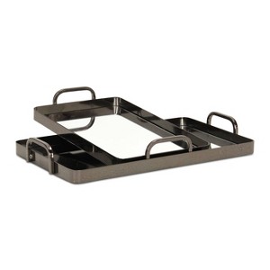 Cheung's Nuvelle Set of 2 Metal Mirrored Trays Pewter - 1 of 4