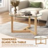 RISOKEYS 35.43" Round Glass Coffee Table - Modern Cocktail Table with Tempered Glass Top and Sturdy Wood Base for Living Room - 2 of 4