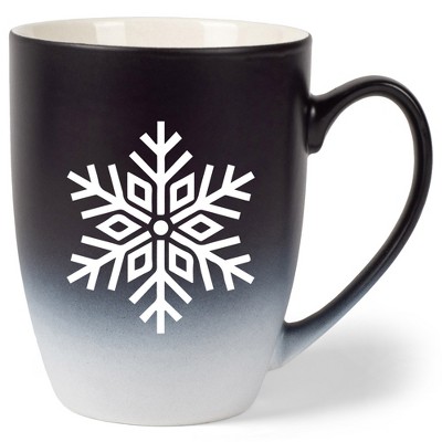 Elanze Designs N/A Two Toned Ombre Matte Black and White 12 ounce Ceramic Stoneware Coffee Cup Mug