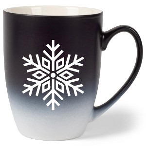 Elanze Designs N/A Two Toned Ombre Matte Black and White 12 ounce Ceramic Stoneware Coffee Cup Mug - 1 of 4
