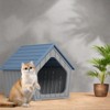 SEVOBAL Pet Crates and Houses Small Wooden Cat House Cozy Sturdy Easy Assembly No Tools Needed for Living Room Bedroom, Blue, 23.43"*22.64"*22.8" - 2 of 4
