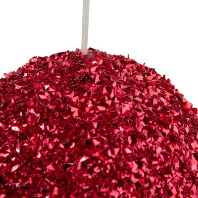 6" Red Glitter Shatterproof Plastic Christmas Ball Ornament