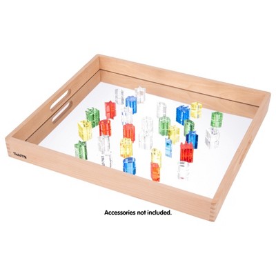 Natural Wood and Mirror Sensory Play Tray