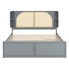 Queen Size Platform Bed with Rattan Headboard, Two Drawers and Trundle - 3 of 4