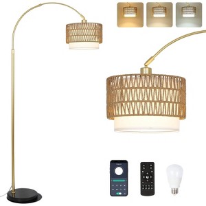 Arc Floor Lamp with Remote Control, Dimmable LED Floor Lamp with 3 Color Temperature, Standing Tall Pole Lamp for Living Room Bedroom,Black - 1 of 4