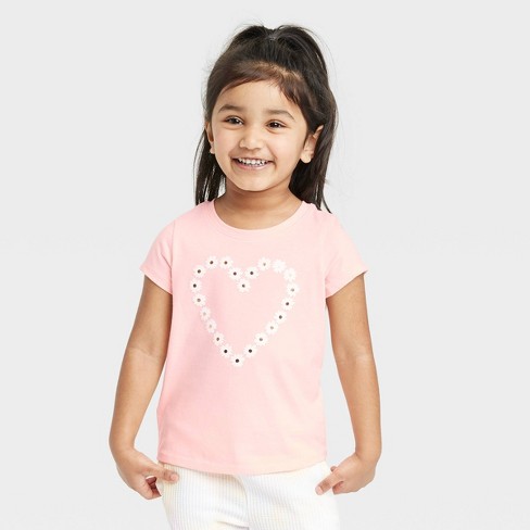 Toddler Girls' Heart Short Sleeve T-Shirt - Cat & Jack™ Light Pink - image 1 of 3