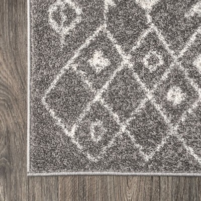 Modern Vintage-Inspired Moroccan Tribal Grey/Cream Runner Rug