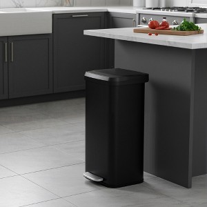 Kitchen Trash Can, 18-Gallon Stainless Steel Garbage Can, with Stay-Open Lid and Step-on Pedal, Soft Closure, Tall, Large and Space-Saving - 1 of 4