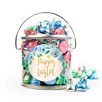Easter Candy Gift Hershey's Kisses Paint Can Blue Flowers -  By Just Candy