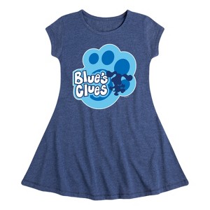 Girls' - Blue's Clues & You! - Blue Clues Paw Logo Fit & Flair Cap Sleeve Dress - 1 of 3