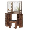 Adult Dressing Table, Wooden Makeup Vanity Desk, Corner Dressing Table with Mirror, Light, Drawers, Shelves, for Bedroom, Living Room - 2 of 4