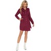 Women's Corduroy Dress Ruffle Hem High Waist Button Front Solid Color Dress With Belt - 4 of 4
