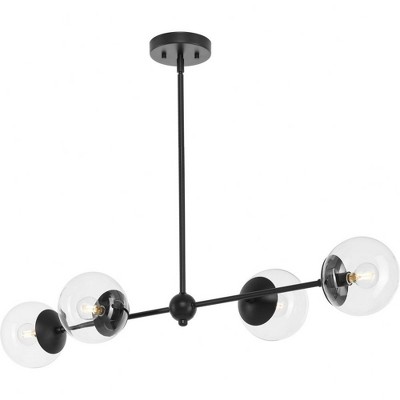 Progress Lighting Atwell 4-Light Island Light, Matte Black, Clear Glass