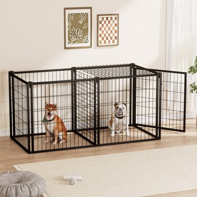 FURNIinspire Pet Crates And Houses Dog Kennel Puppy Playpen With Top For Small Medium Dogs, Dog Cage House, Black, 63"*29.9"*31.9"