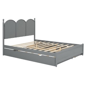 TiramisuBest Queen Size Platform Bed With with 2 Big Drawers - Gray Wood Design - 1 of 4