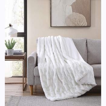 Kate Aurora Ultra Soft & Premium Plush Oversized Faux Rabbit Fur Accent Throw Blanket - 50 in. W x 70 in. L