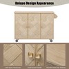 YOOCOZZ Ash Veneer Handwoven Rolling Kitchen Island & Dining Cart with Drop Leaf and Ample Storage Space - 4 of 4