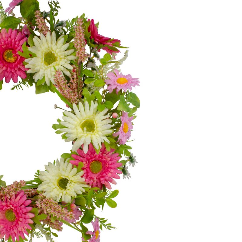 Northlight Chrysanthemum and Berry Floral Spring Wreath, Pink and Yellow 23", 3 of 5