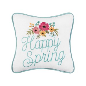 C&F Home 10" x 10" Floral Flowers "Happy Spring" Embroidered Small/Petite Accent Throw Pillow - 1 of 4