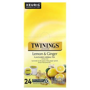 Twinings Herbal Tea, Lemon & Ginger, Caffeine Free, 24 K-Cup Pods, 0.08 oz (2.5 g) Each
