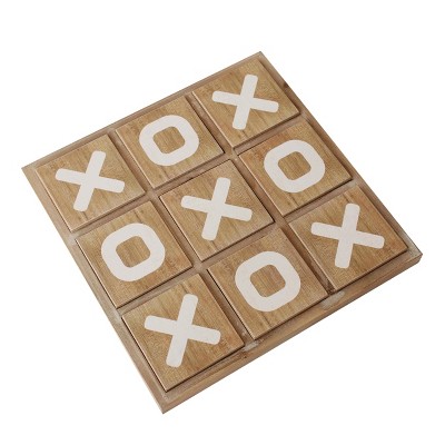VIP Wood 10 in. Brown Tic-Tac-Toe Tabletop Decor