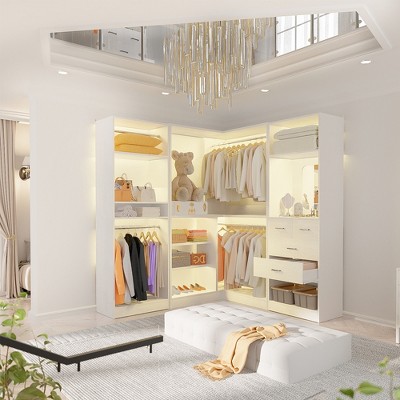 Aheaplus Corner Closet System, Freestanding Closet Organizer