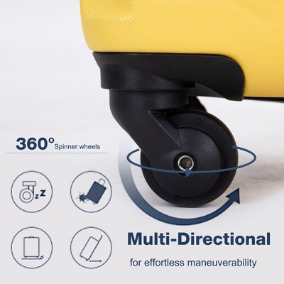 Yellow 3 Piece ABS Hard Shell Spinner Luggage Set
