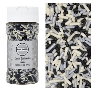 Mystic Sprinkles Silver Celebration Mix Jimmies Sprinkles 3oz Bottle - 1 of 4