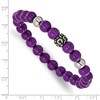 Chisel Stainless Steel Antiqued and Polished 8mm Purple Stone Beaded 7" Stretch Bracelet - 4 of 4