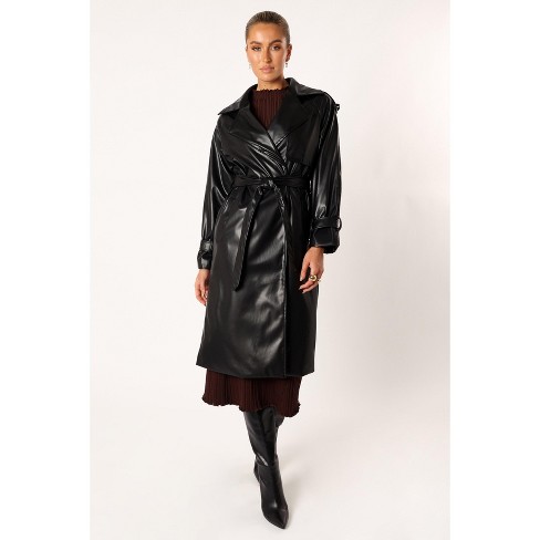 Petal and Pup Womens Antonella Faux Leather Trench Coat - Black L