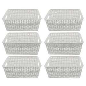YBM Home Plastic Rattan Storage Box Basket Organizer for Bathroom, Pack of 6 - 1 of 4