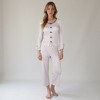 Anna-Kaci Lounge Women's Long Sleeve Pajama Set with Decorative Bows and Soft Wide Leg Pants - 2 of 4