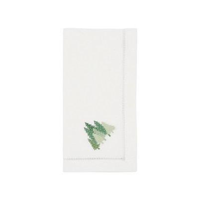 Saro Lifestyle Pine Forest Embroidered Napkin (Set of 6), White, 20"x20"