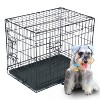 phiestina 24" Pet Kennel, Folding Steel Crate for Cats & Dogs, Wire Metal Playpen with Two Doors, Black - 2 of 4