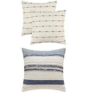 REGALWOVEN 3 Pcs Striped Modern Decorative Throw Pillow Covers Square 18" x 18" - 1 of 4